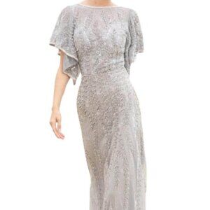 NWT Primavera Couture 3681 Bell sleeves Formal Gowns Platinum Size 24